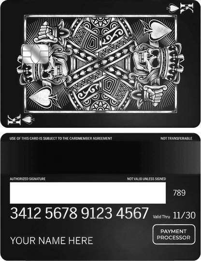 Exclusive King of Spades vertical metal card with premium engraved artwork