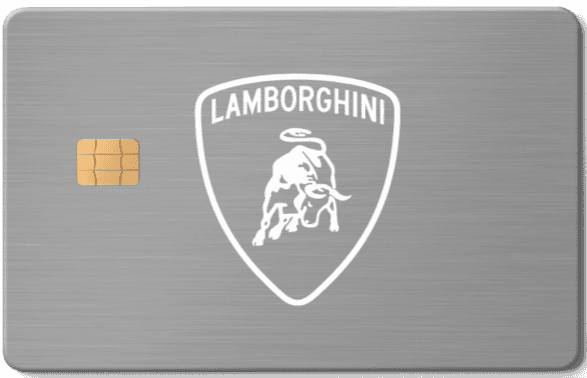 Lamborghini silver metal card with embossed logo and chip