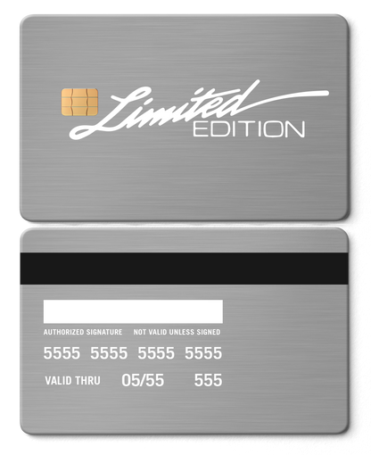 Premium Limited Edition metal cards with detailed engraved design, luxury metal cards for collectors worldwide