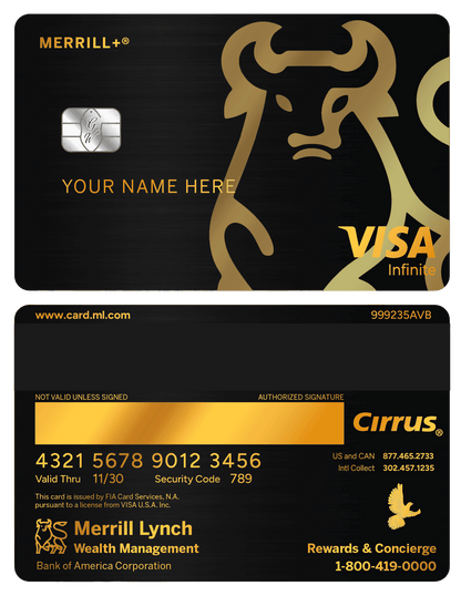 Exclusive Merrill+ metal card designed for premium banking and finance clients