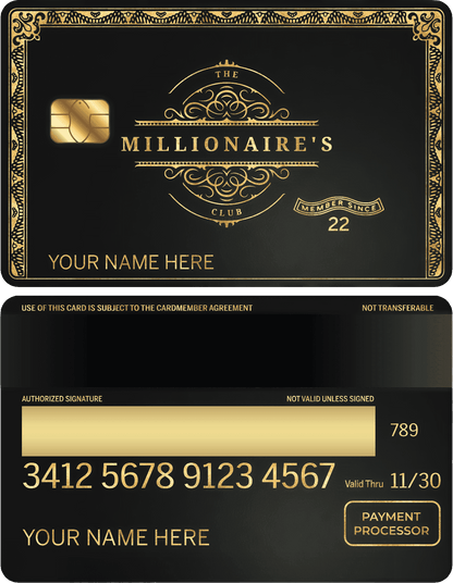 Elite Millionaires Club metal card representing prestige, status, and luxury branding