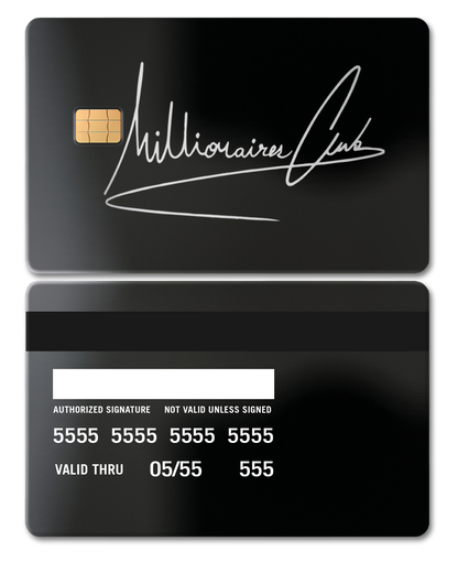 Millionaires Club metal cards with intricate engraved artwork, premium custom metal cards for international collectors