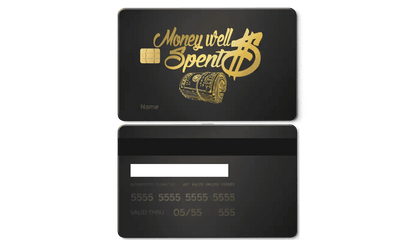 Exclusive Money Well Spent metal card with sophisticated modern luxury finish