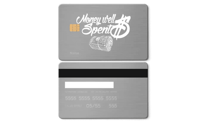 Exclusive Money Well Spent metal card with sleek modern professional design