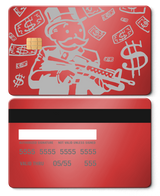 Collector showcase of Monopoly Man metal cards, high-end luxury custom metal cards worldwide