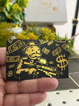 Luxury Monopoly Man metal cards featuring intricate engraving, elite custom metal cards for global markets
