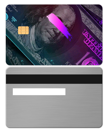 Custom engraved Neon Franklin metal card with intricate design, premium metal card for international collectors