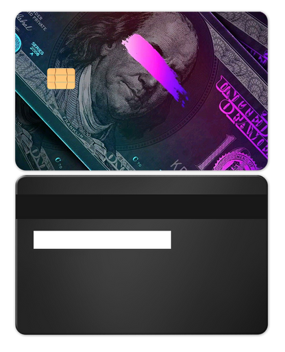 Luxury Neon Franklin metal card featuring intricate engraving, elite custom metal card for global markets