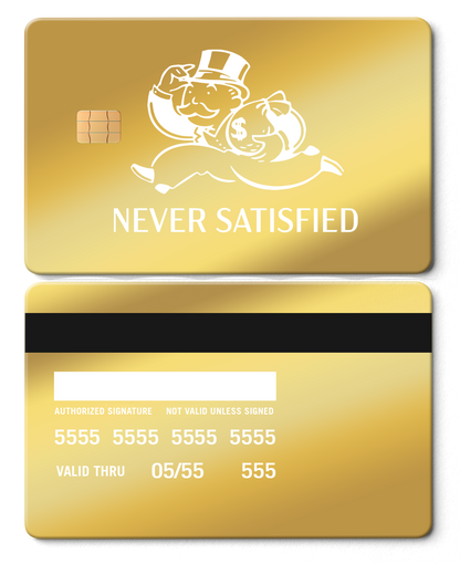 Exclusive limited edition Never Satisfied metal card with unique engraving, high-end custom metal card worldwide