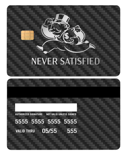 High-end personalized Never Satisfied metal card with precision engraving, luxury metal card for collectors
