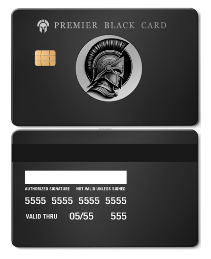 Exclusive Premier Black metal card with sophisticated engraved artwork, premium custom metal card worldwide