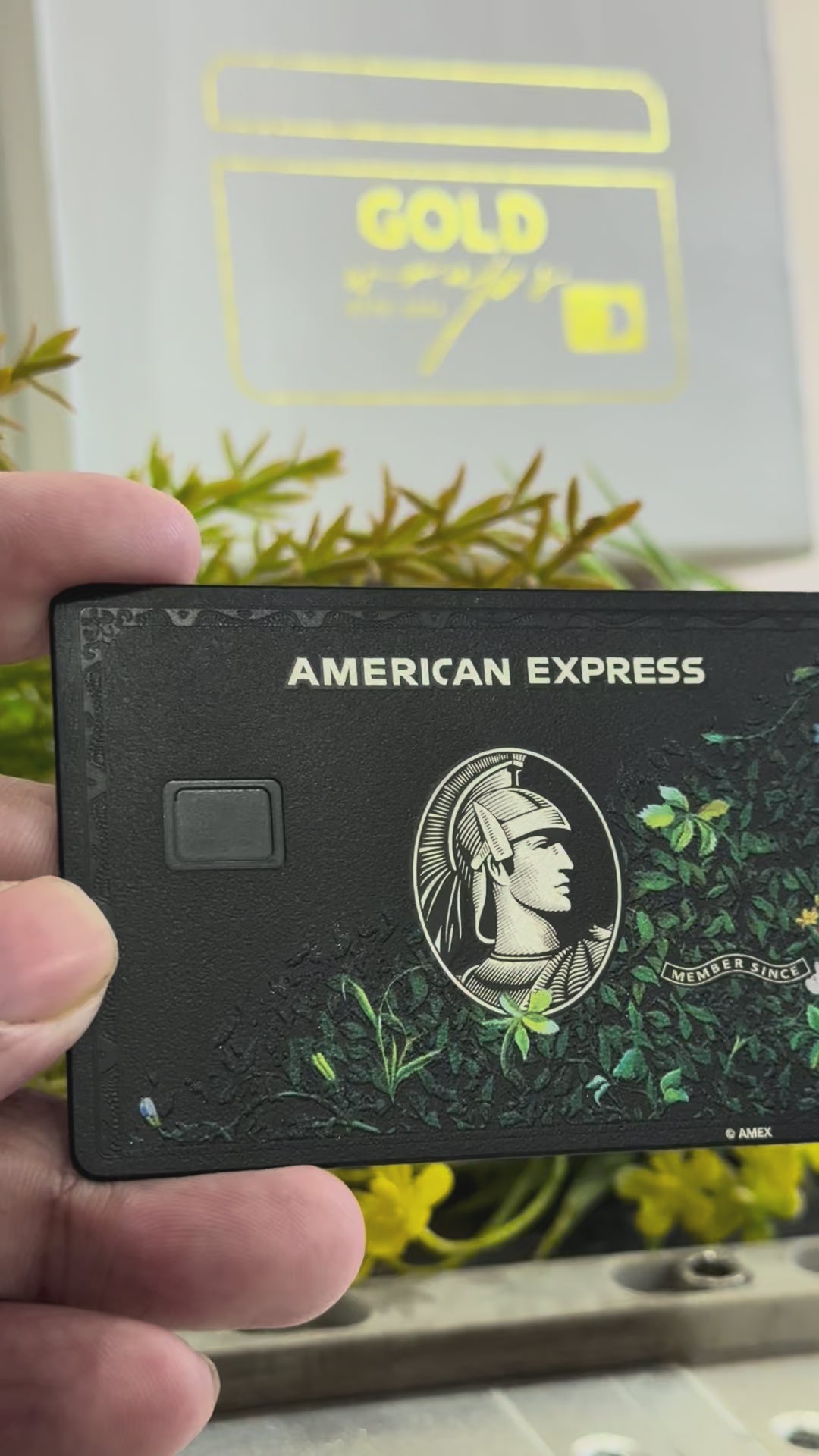 video showcasing Black Amex leaf card