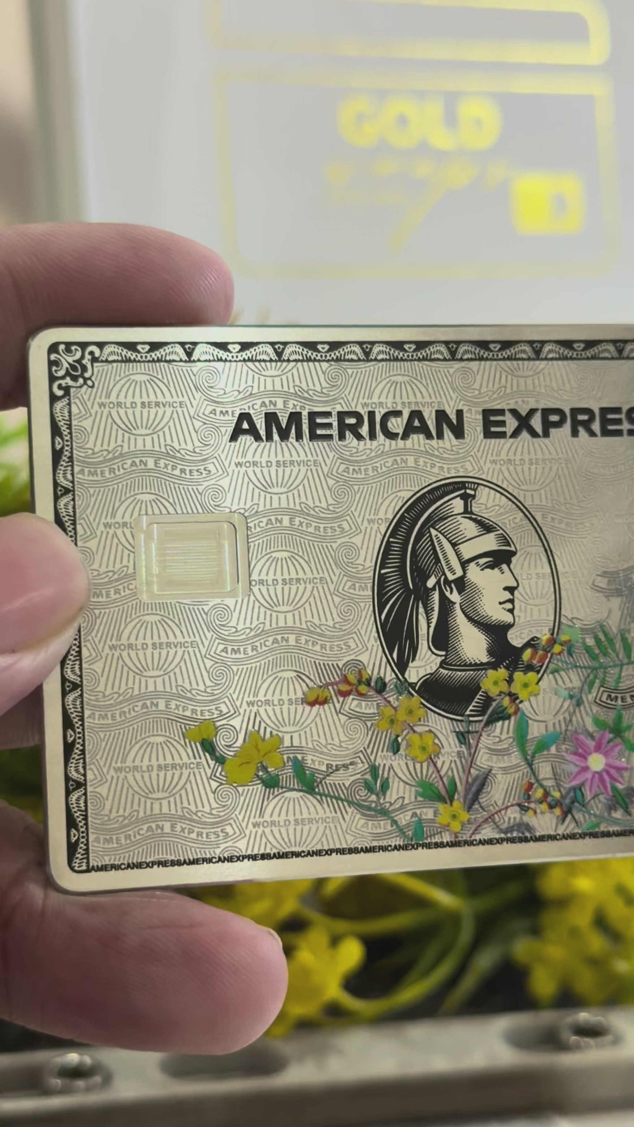 Video showcasing Platinum American Express AMEX with flowers art