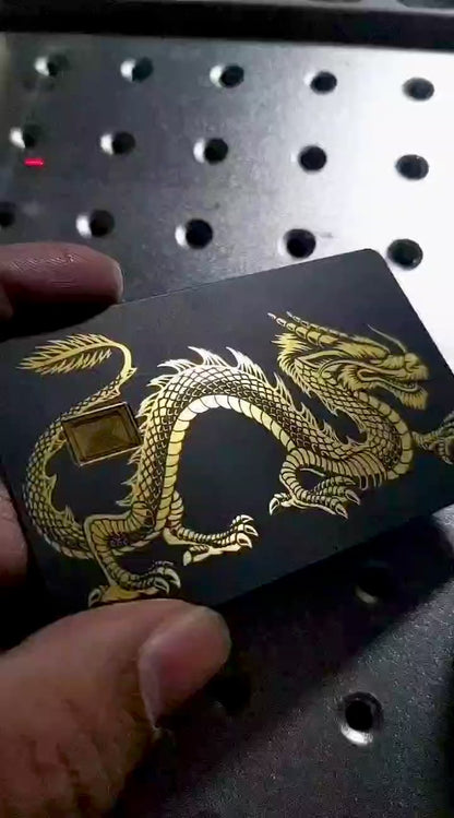 Video reel showcasing Dragon metal card in multiple color variations, highlighting premium metal card craftsmanship, luxury design, and elite international appeal