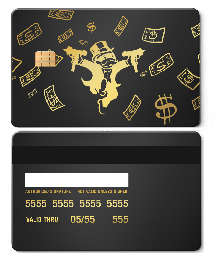 Exclusive Raining Monopoly metal card with sophisticated engraved artwork, premium custom metal card worldwide