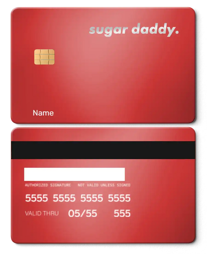 Sugar Daddy metal card with intricate engraved artwork, premium custom metal card for international collectors
