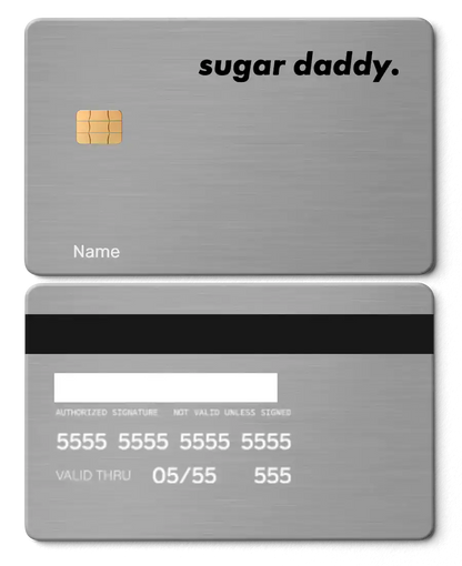 Premium Sugar Daddy metal card showcased with luxury craftsmanship, custom metal card for global collectors