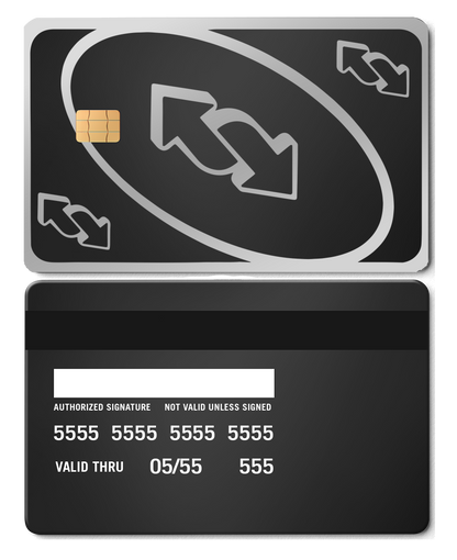 Exclusive UNO Reverse metal card with sophisticated engraved artwork, premium custom metal card worldwide