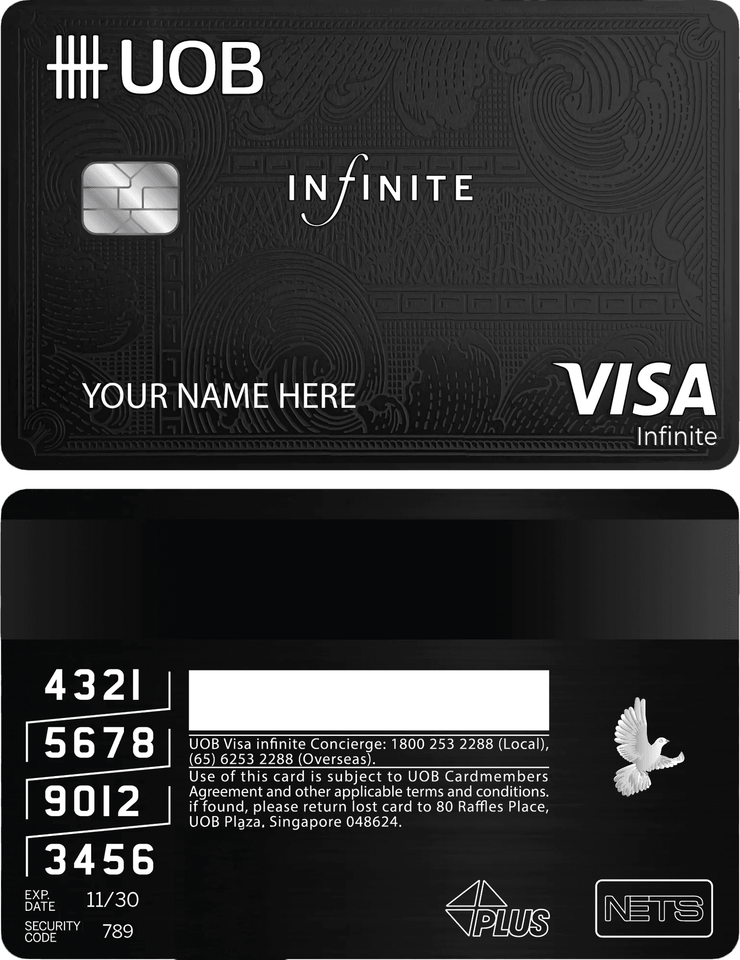 Exclusive UOB Infinite metal card with sophisticated corporate engraving