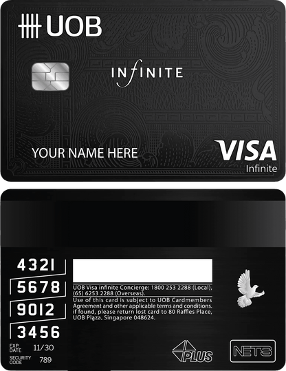 Exclusive UOB Infinite metal card with sophisticated corporate engraving