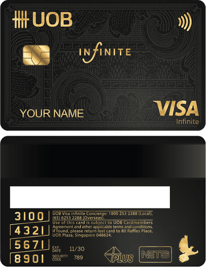 Premium UOB Infinite metal card designed for elite international banking clients